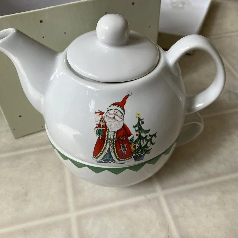 Living Quarters Santa Teapot - Tea for One Teapot and Cup Set w/Original Box